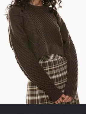 Aritzia Sunday Best  Cable Knit Brown Women's Sweater